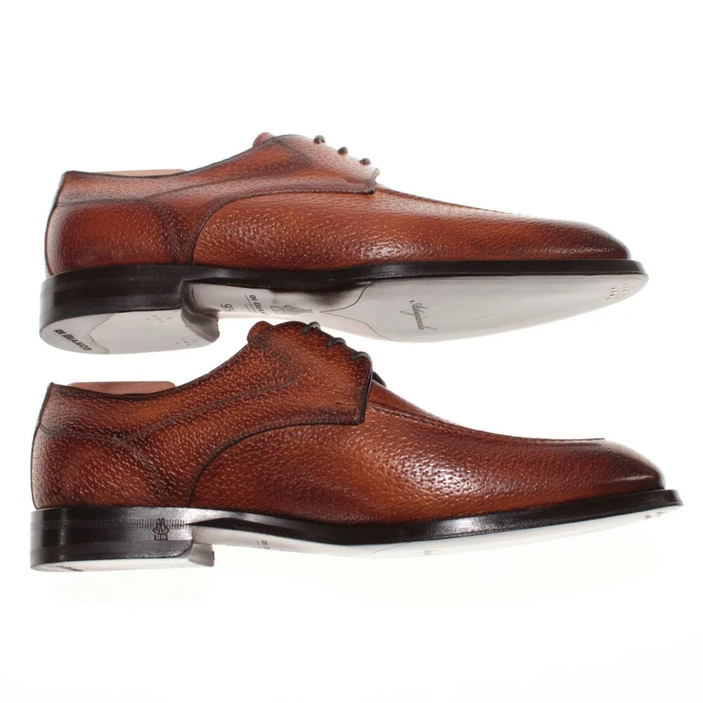 Di Bianco NWB Derby Dress Shoes Size 42.5 (US 9.5) in Brown Peccary Leather